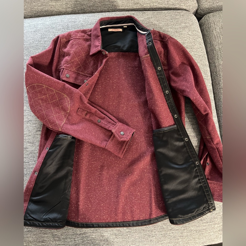 Men's Maroon Quilted Detail Shacket Jacket - Picture 3 of 10